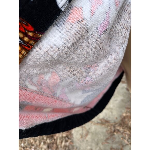70s MÖVE (Moeve) Terrycloth Robe Coat Mandarin Collar Vibrant Mix Print Cotton - Picture 10 of 13